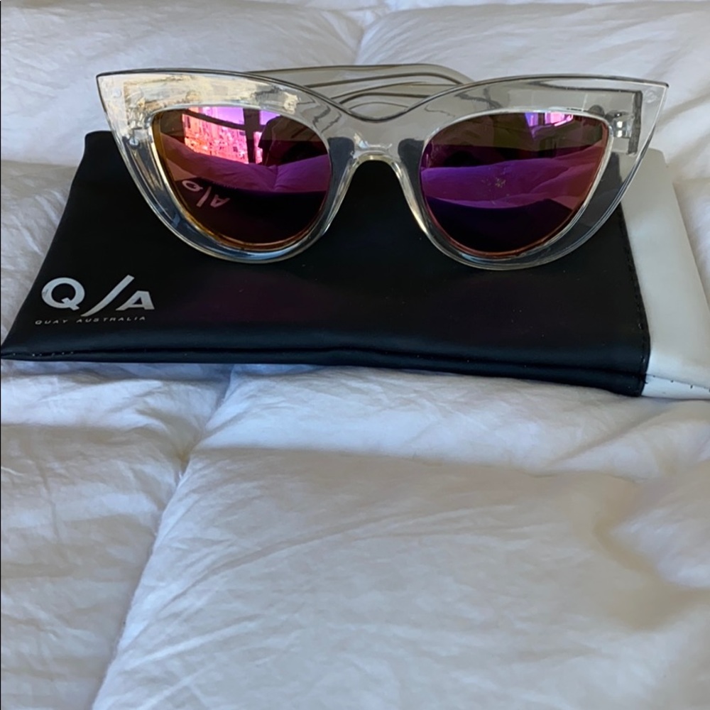 Quay KITTI Clear/Pink Cat Eye Sunglasses